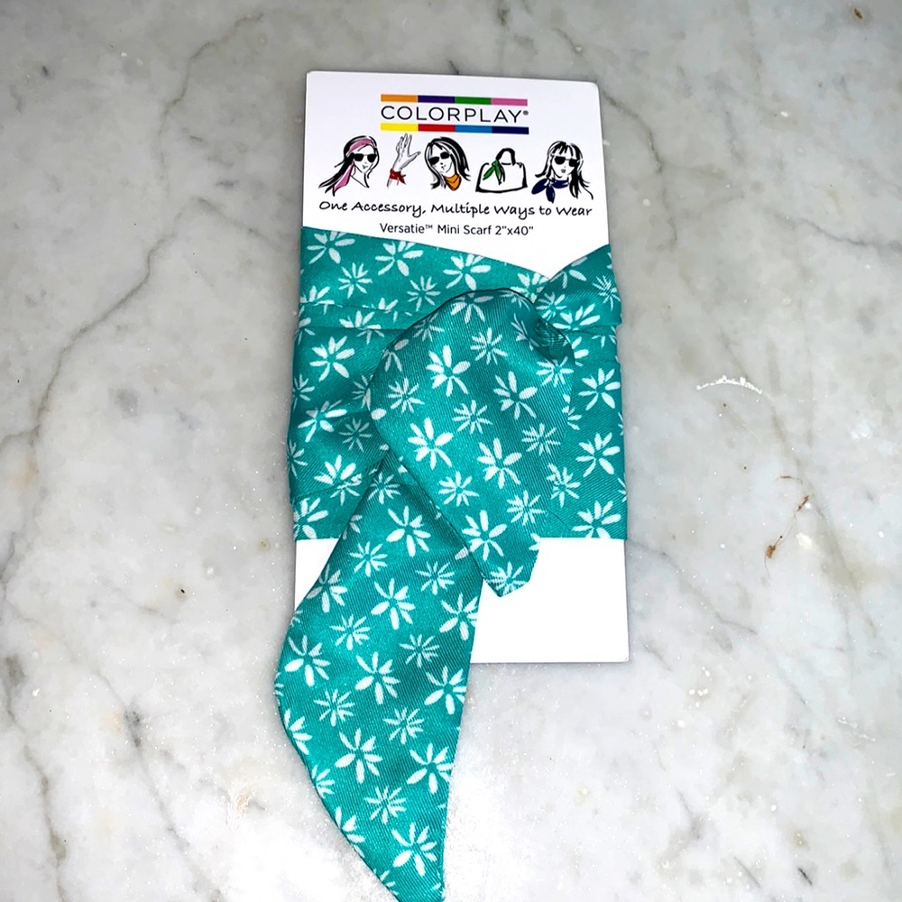🦇 seafoam green floral versatile mini scarf accessory 2 X 40